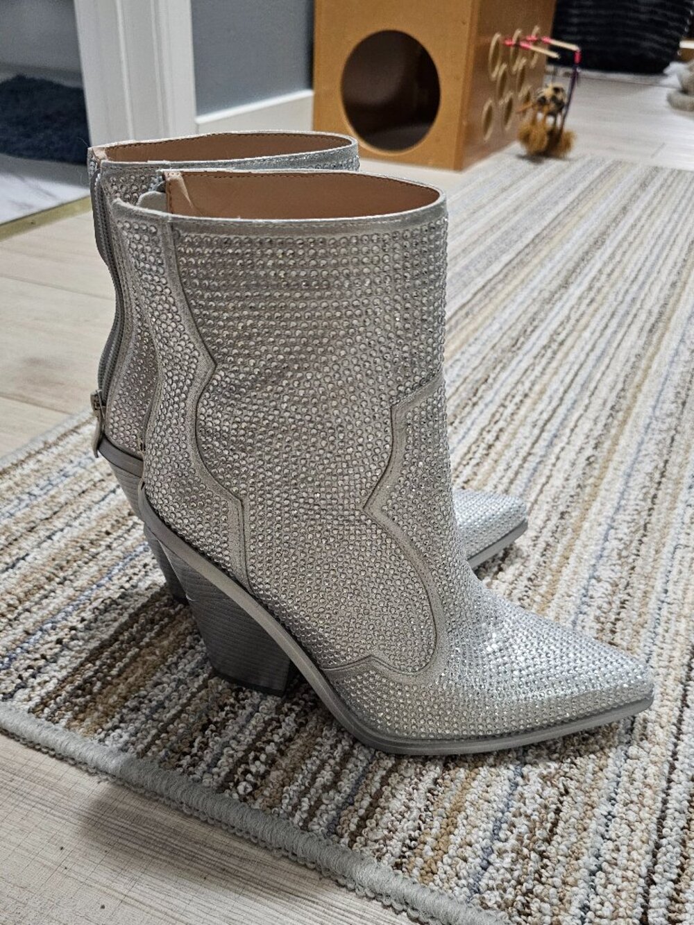 AZALEA WANG Silver Show Some Love Rhinestone Boots